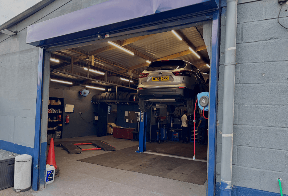 Mechanic working on a car